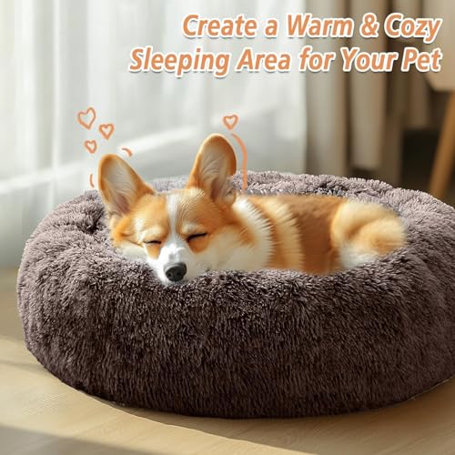 Calming Dog Beds Large Sized Dog (Chocolate / 36.0"L x 36.0"W x 8.0"Th)