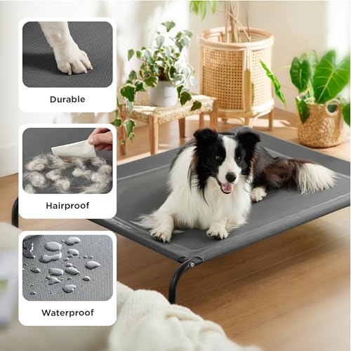 Outdoor Elevated Cooling Dog Bed Large Sized Dog (Khaki / 49"L x 31.5"W x 8"Th)