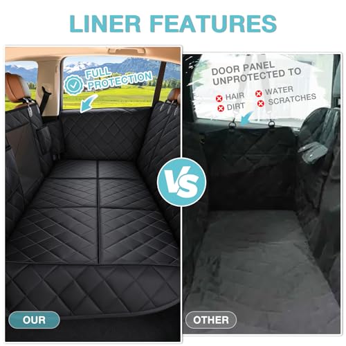 Waterproof XL Hard Bottom Car Seat Cover for Trucks with 2 Dog Seat Belts (Hard Bottom Black / Truck)