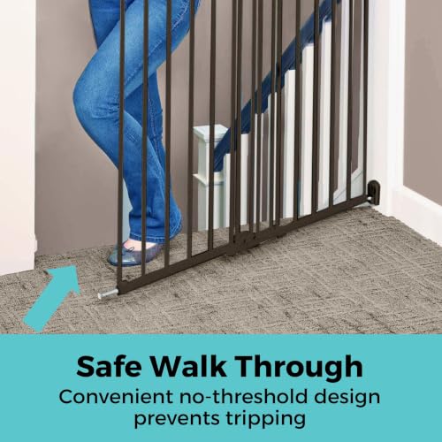 Toddleroo Easy Swing & Lock Baby Gate for Top of Stairs (Matte Bronze / 36" Tall)