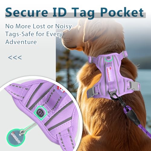 No Pull Dog Harness for Large Dogs (Large(Chest:24.5-32.5") / Violet Purple-Oxford)