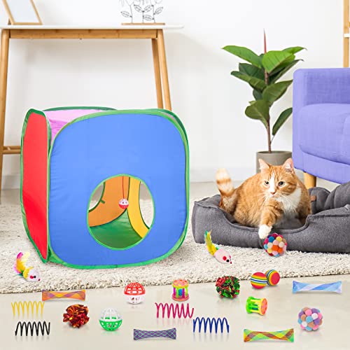 33 Pack Cat Toys for Indoor Cats (Game Tunnel Toy Set - For Cats Over 12lbs)
