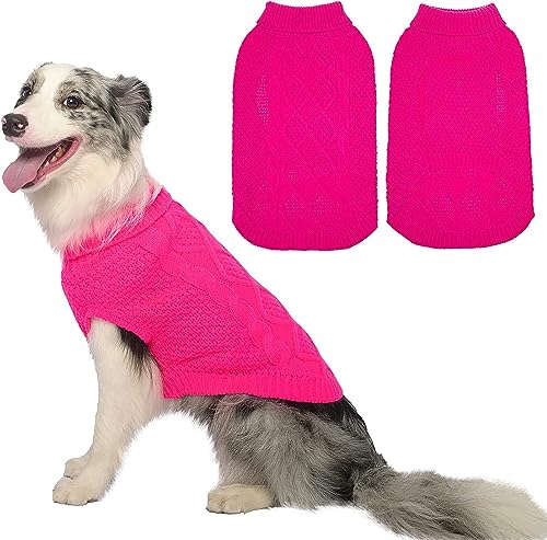 Turtleneck Dog Sweater (Large / Fushcia)