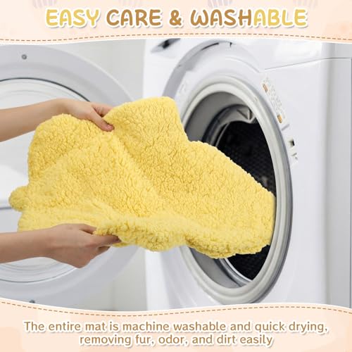 3 Pack Self Warming Pet Bed Leaf Shape Self Heating Cat Dog Mat Washable Thermal Sleeping Pad for Indoor Outdoor Hedgehog (Light Yellow / Medium-18"x24")