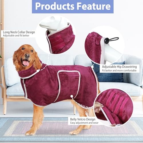 Dog Bathrobe Towel Drying Coat (Grey / XX-Large)