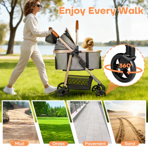 Dog Cat Stroller for Small (Grey)