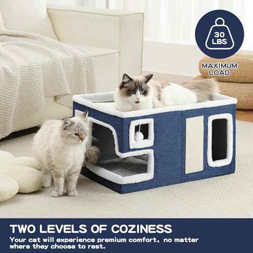 Large Cat Houses for Indoor Cats (Blue / X-Large)