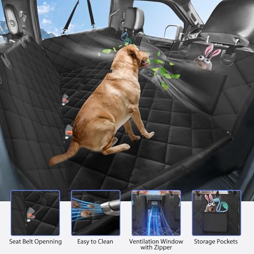 Hard Bottom Dog Truck Seat Cover for Crew Cab Trucks with Blanket (XL - For Full Size Truck / Full Size SUV / Carbon Black)
