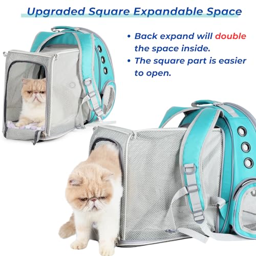 Cat Carrier Backpack (Square Back Expandable-Green)