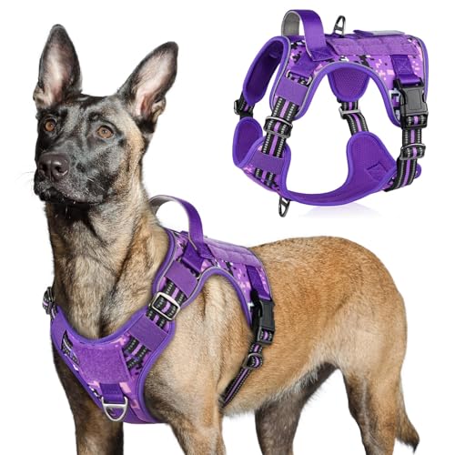 Tactical Dog Harness for Large (Purple Camo / Large)