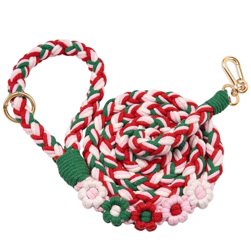 5FT Braided Cotton Rope Leash for Small (Strawberry)