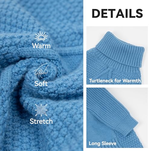 Dog Sweater Long Sleeve Warm Knit Sweaters for Medium Dogs Boy Girl (Light Blue / X-Large)