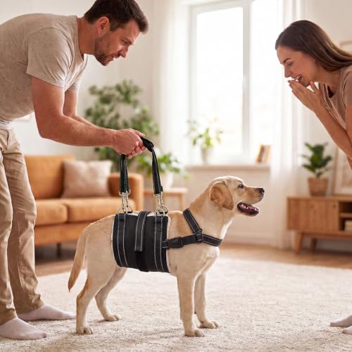 Adjustable Male Dog Lift Harness for Large Dogs (Dark Black (Male) / Medium)