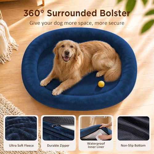 Waterproof Orthopedic Dog Bed for Large Dogs (Navy / 44"L x 32"W x 7.5"Th)