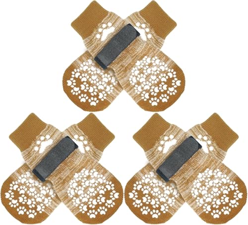 6PCS Anti Slip Dog Socks to Prevent Licking Paws (XX-small (6 Count) / Beige)