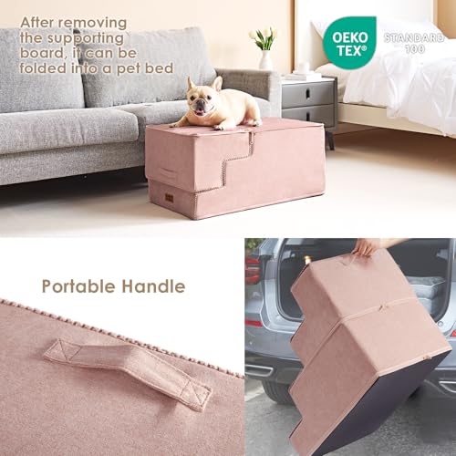 Dog Stairs for High Bed 22.5" H (Pink / Standard 15.7" x 30" x 22.5")