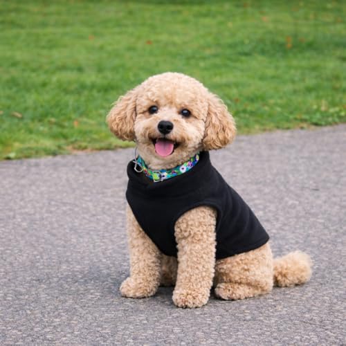 Dog Fleece Vest Sweater with Leash Ring (M (6-10lbs) / Black)