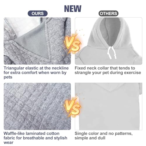 Dog Hoodies Sweater for Small Dogs (Grey / XS (Back: 10",Chest: 14", Neck: 8.7"))