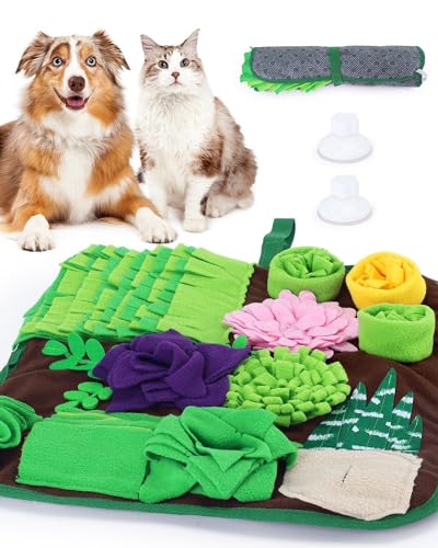 Snuffle Mat for Dogs and Cats Succulent Small Pets Treat Toy Dog Enrichment Toys Dog Puzzle Slow Eating Mat Foraging Mat for Rabbit Pig Stress Relief Puppy Birthday Gift for Pet (16.5"L x 16.5"W)