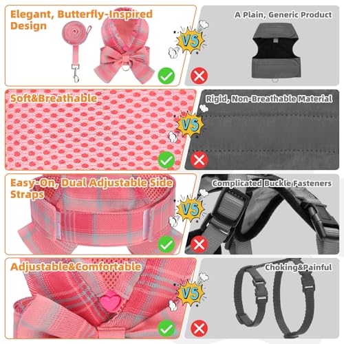 Small Dog Harness and Leash Set (PINK / S (Chest Girth: 13.8"-15.7"))