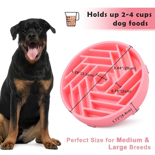 Slow Feeder Dog Bowls Large Medium Breed (Pink)