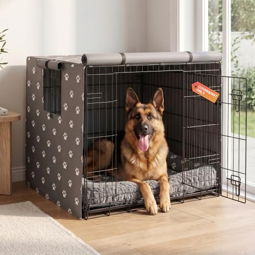 PetPrime 48 Inch Dog Crate Cover with Reversible Mat Set (48"L x 30"W x 33"H)