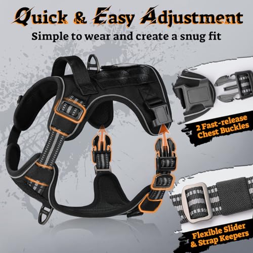 Tactical Dog Harness Medium Sized (M(chest:20.1"-33.9",neck:17.7"-22.3",back:7.5") / Black)