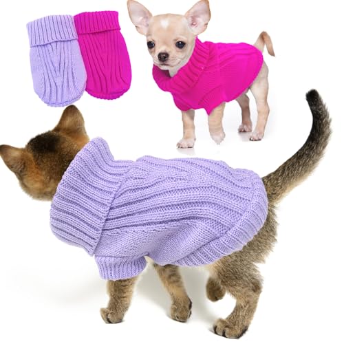XXS Dog Sweater 2 (XX-Small / Rose+Purple)