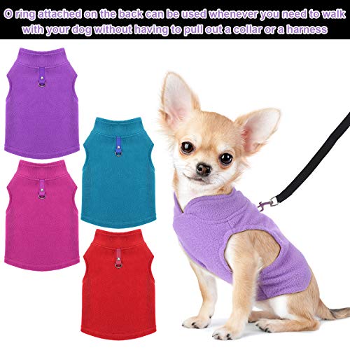 6 Pack Winter Dogs Sweater for Small Dogs Warm Clothes Fleece Vest with Leash Ring Sleeveless Dog Jacket for Little Medium Puppy Pet Unisex (Bright Colors / S)