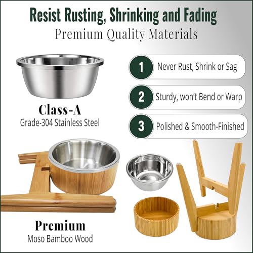 Elevated Dog Bowl for Mid (Height: 12" Bowl: 8" / Bamboo-N12)