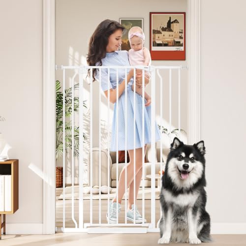 50" Extra Tall Baby Gate No Drilling (White / 29-40"Wide, 50"Tall)