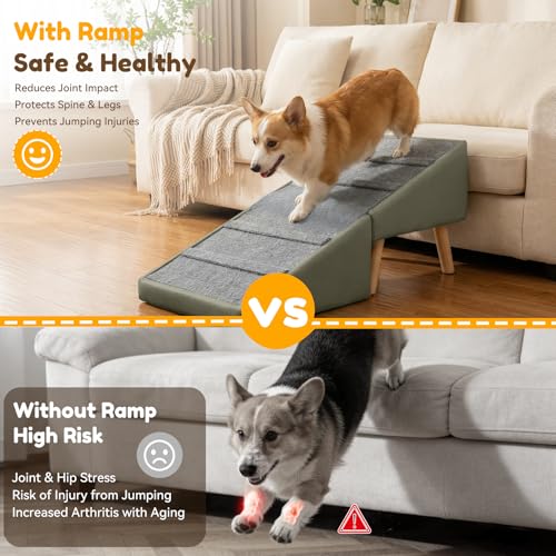 15.7" H Dog Ramp for Couch (Olive Green)