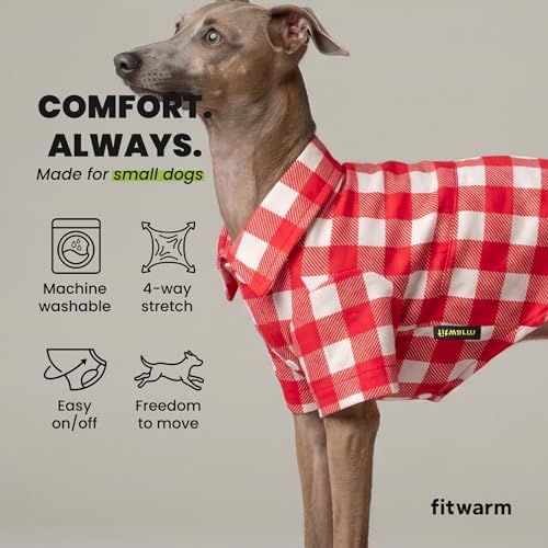 Gingham Plaid Dog Shirt (Medium / Red)