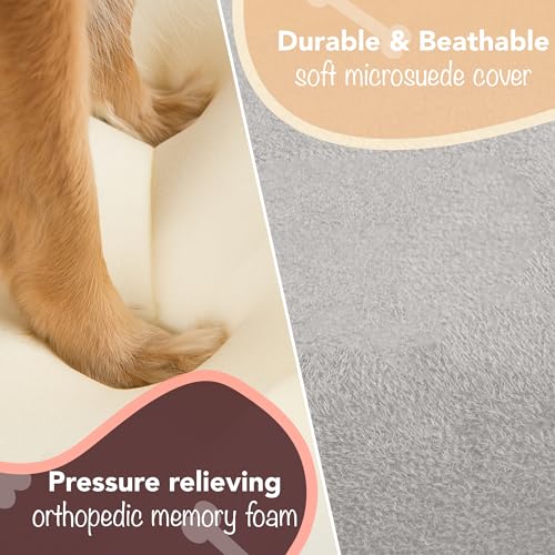 Orthopedic Dog Bed (Memory Foam Dog Bed / Chester Grey / 50.0"L x 40.0"Wx 13.0"Th)