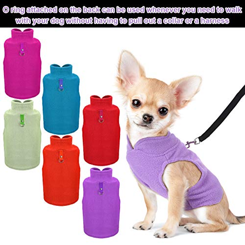 6 Pack Winter Dogs Sweater for Small Dogs Warm Clothes Fleece Vest with Leash Ring Sleeveless Dog Jacket for Little Medium Puppy Pet Unisex (Bright Colors / M)