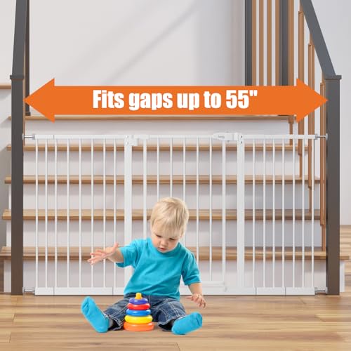 29" 55" Extra Wide Baby Gate (White / 29-55"Wide, 30"Tall)