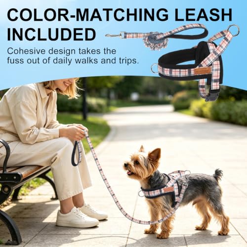 Small Dog Harness and Leash Set (Buffalo Beige / XS: Chest 15"-18")