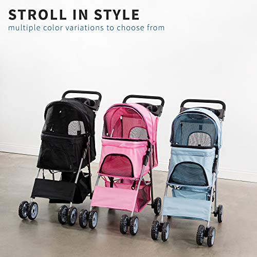 Pink 4 Wheel Pet Stroller for Cat (Pink)