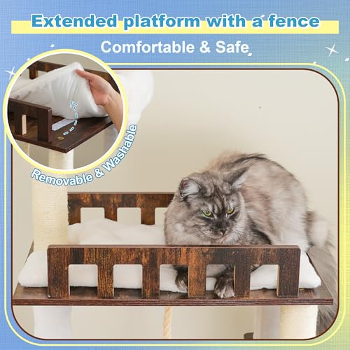 Wooden Cat Tree (Rustic Brown)