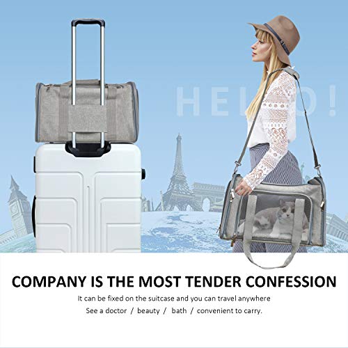 Large Cat Carriers Dog Carrier Pet Carrier for Cats Dogs Puppies up to 25Lbs (20.0"L x 13.0"W x 13.0"H / Grey)