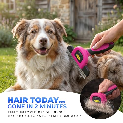 Stainless Steel Pet Deshedding Tool (Pink)