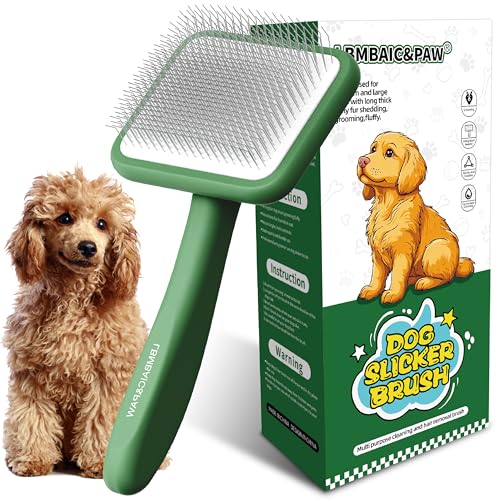 Dog Brushes for Doodles Poodles Fluff Deshedding Thick Long Fur (Green)