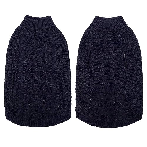 Turtleneck Dog Sweater (Large / Navy Blue)