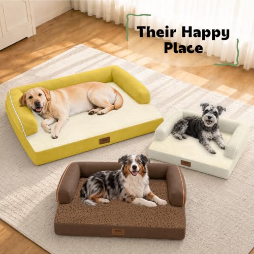Orthopedic Washable Dog Bed with Bolster for Medium to Large Dogs (36.0"L x 27.0"W x 7.0"Th / Ginger)