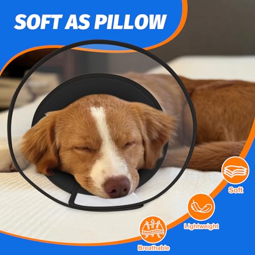 Dog Cone Collar with Soft Liner to Stop Licking (Black / 2XL(Depth: 12.2, Girth: 19-22))