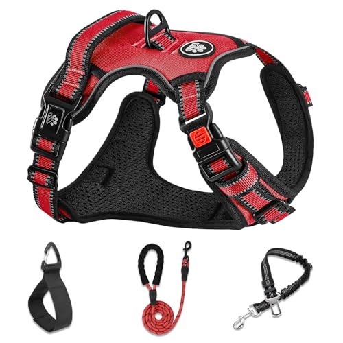 Reflective Dog Harness for Large Dogs (Red / X-Large)