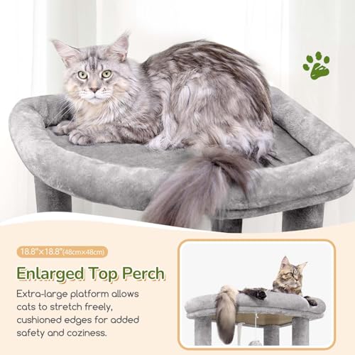 74in Heavy Duty Cat Tree Tower for Indoor Cats Large Adult (Light Gray / 74inch)
