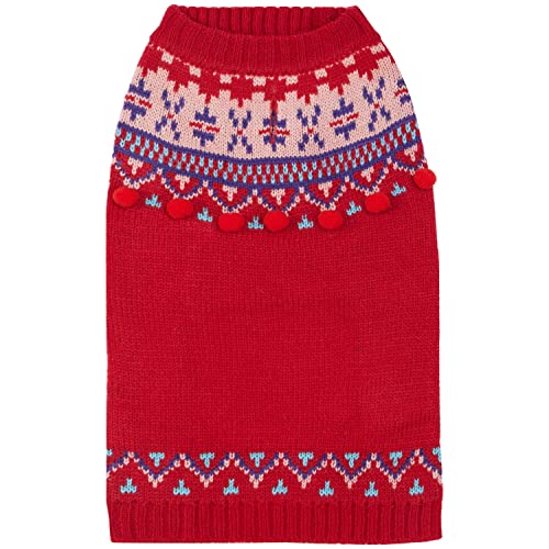 Icelandic Lopi Pullover Dog Sweater in Holiday Red (8 inch (Pack of 1) / Holiday Red)
