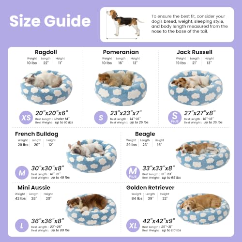 Shown on TV Jacquard Donut Cute Small Dog Beds (27.0"L x 27.0"W x 8.0"Th / Cozy Clouds Blue)