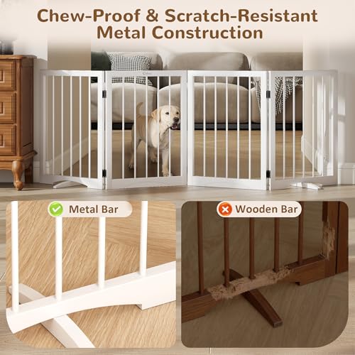 Free Standing Dog Gate Indoor (White / 4-Panel, 24"Tall)